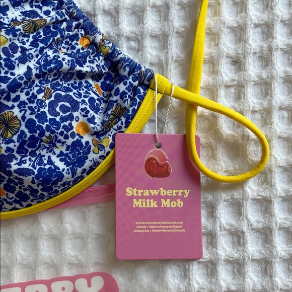 Strawberry Milk Mob Blue and Yellow Bikini Ophelia Top - Picture 8 of 8